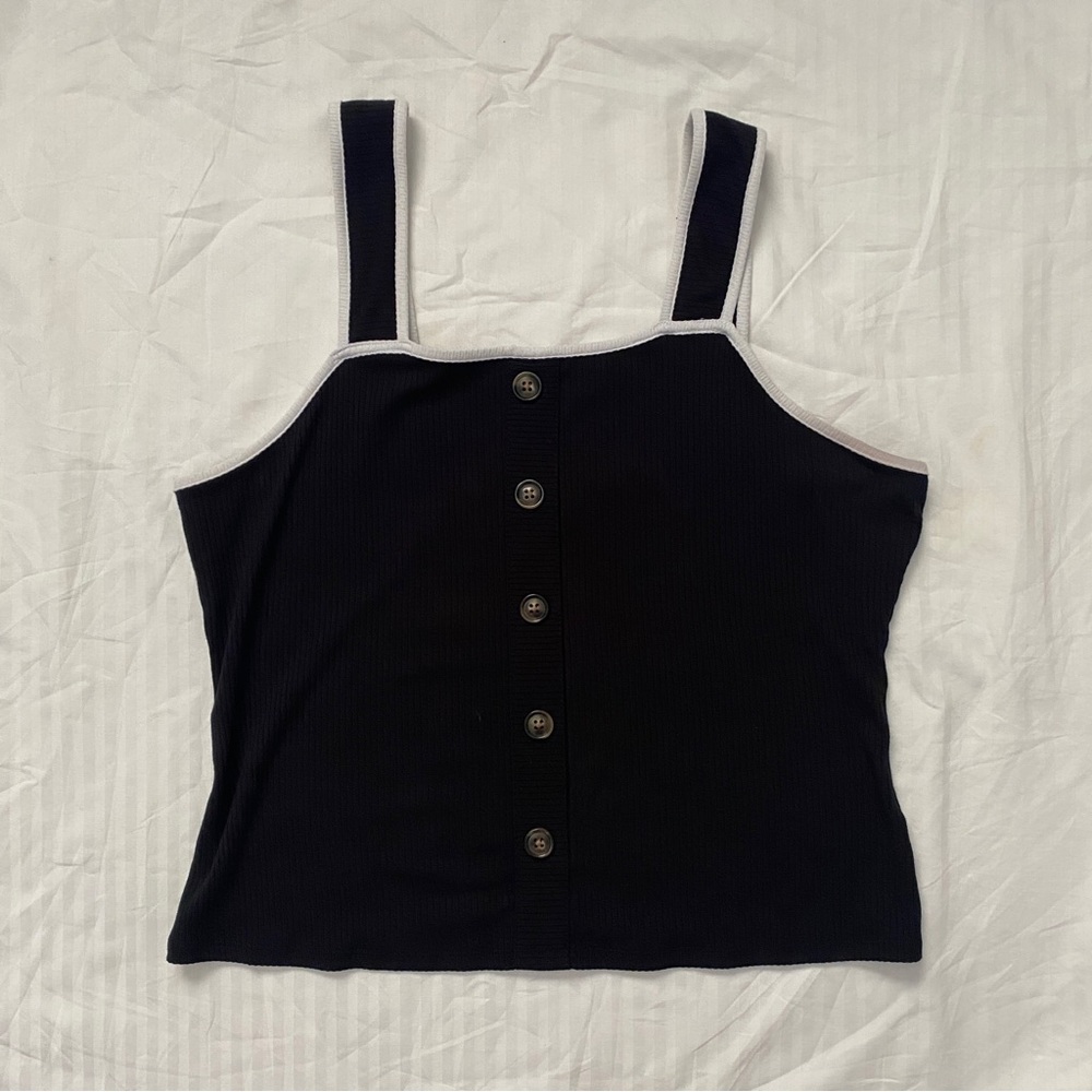 Black and White Trim Tank Blouse